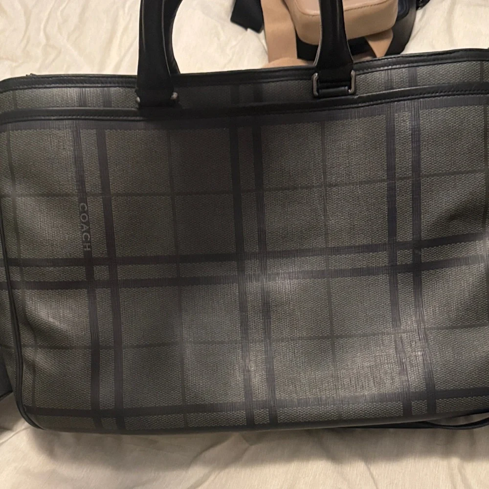 Coach Gray Plaid Men's Briefcase